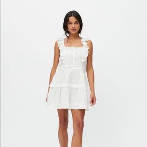 UO Liz Ruffle Mini Dress White